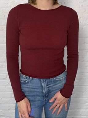 Forever 21 Burgundy Long Sleeve Top